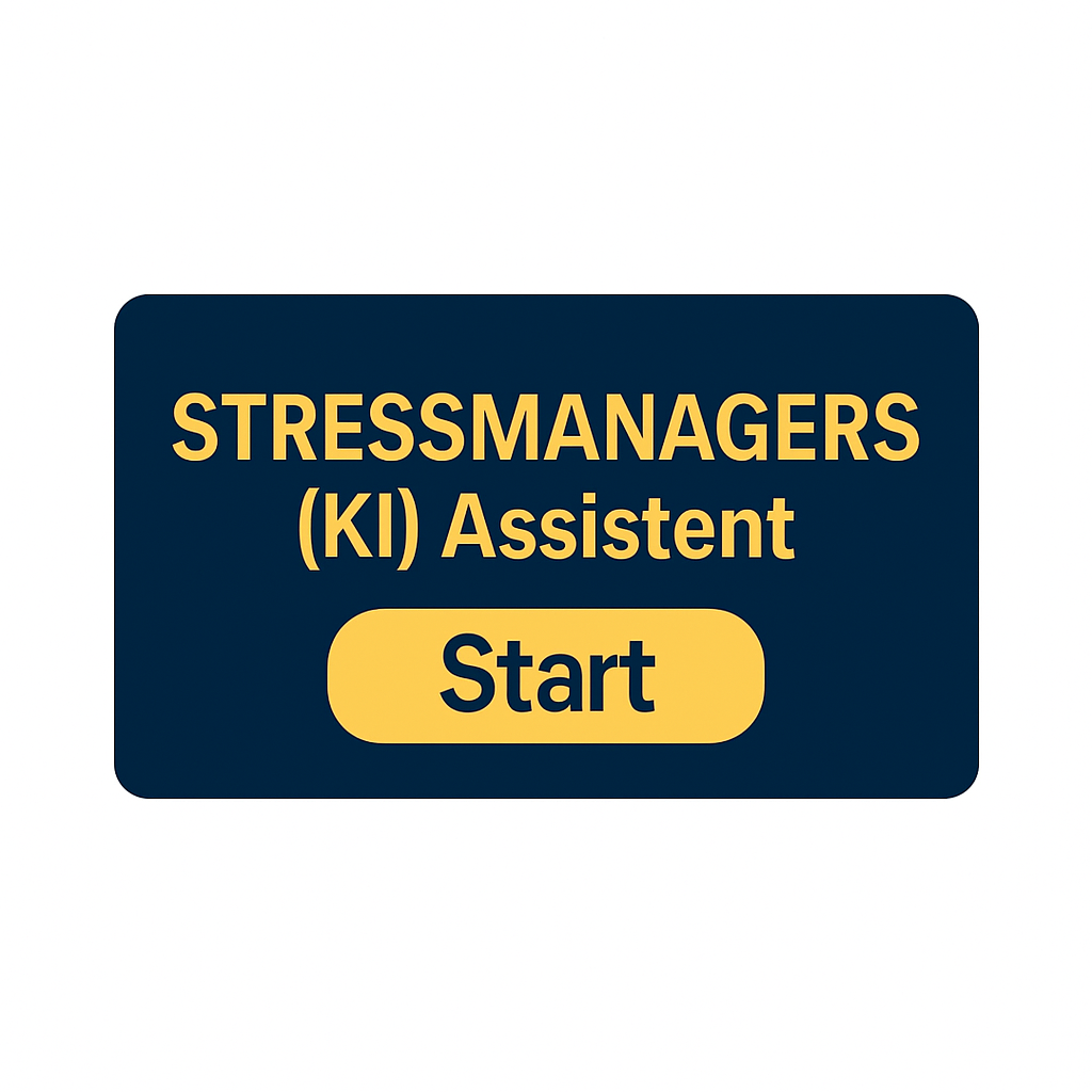 Button-Grafik für die "Stressmanager"-App mit dem Label "Jetzt testen"